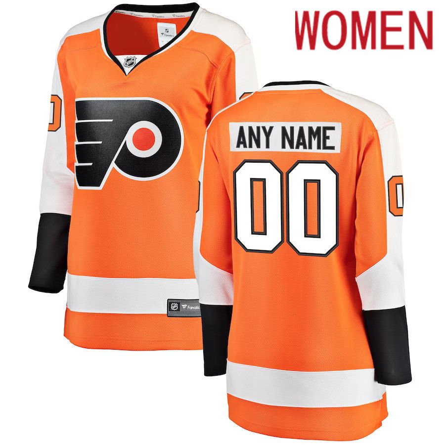 Women Philadelphia Flyers Fanatics Branded Orange Home Breakaway Custom NHL Jersey->women nhl jersey->Women Jersey